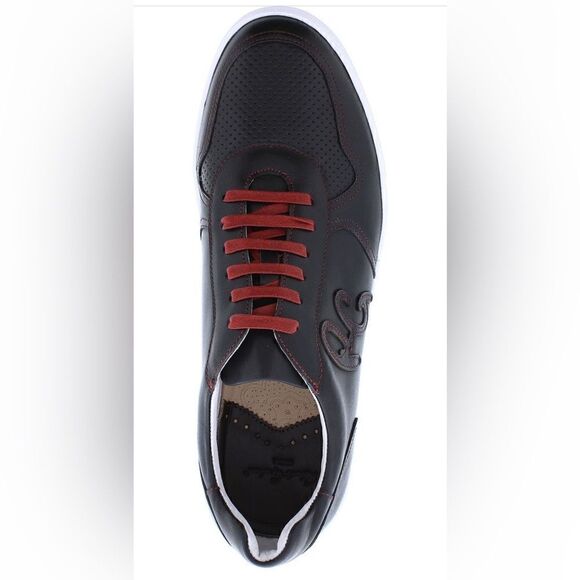 ROBERT GRAHAM Barrelman Leather Sneaker, Designer Black/Red Laces Size 11.5, NWT - Picture 10 of 16